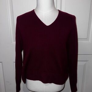 Vince Deep Red V-Neck Sweater